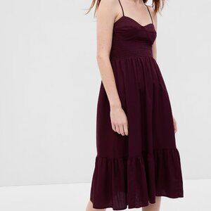 GAP Sweetheart Corset Midi Dress in Purple Maroon